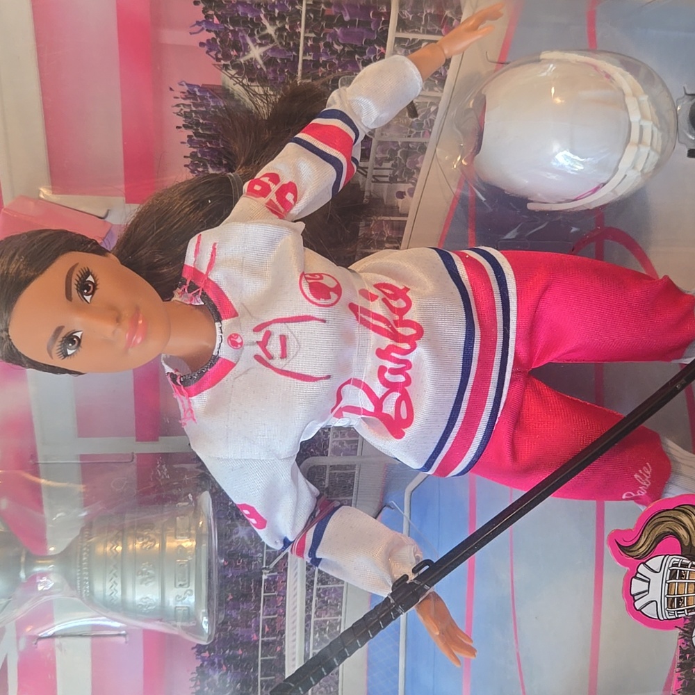 Barbie Ice Hockey Champion Doll with Pink and White Gear